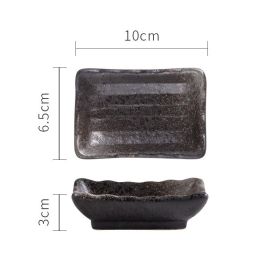 Japanese Ceramic Sauce Seasoning Household Flat Plate (Option: Black Rhyme)