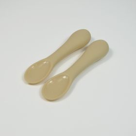 Children's  Training Auxiliary FoodShort Handle Spoon Set (Color: beige)