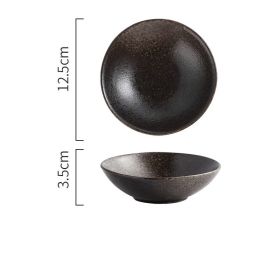 Japanese Style Small Round Shallow Bowl With Vegetable Seasoning (Option: Black Rhyme)