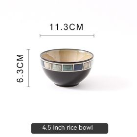 Underglaze Blue Checkered Tableware Set (Option: 4.5Inch Rice Bowl)