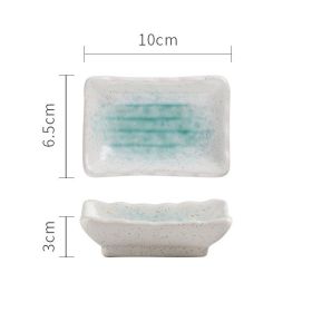 Japanese Ceramic Sauce Seasoning Household Flat Plate (Option: Green Ink)