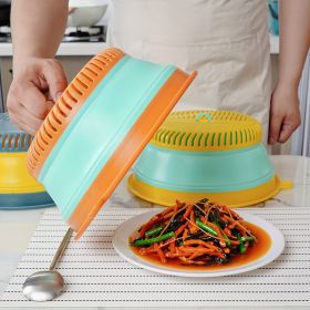 1pc Anti-fly Vegetable Cover; Folding Table Cover Leftovers Food Cover Household Dust Umbrella Anti-mosquito Leftovers Kitchen Supplies (Color: orange)